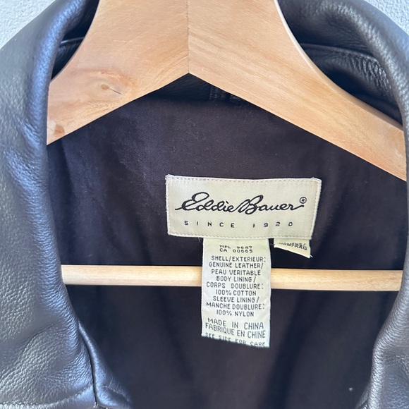 Vintage Eddie Bauer Dark Brown Leather Jacket - Picture 3 of 7
